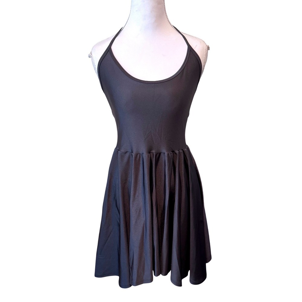 American Apparel Disco Mini Skater Dress Halter Grunge Indie Sleaze Gray Y2K L